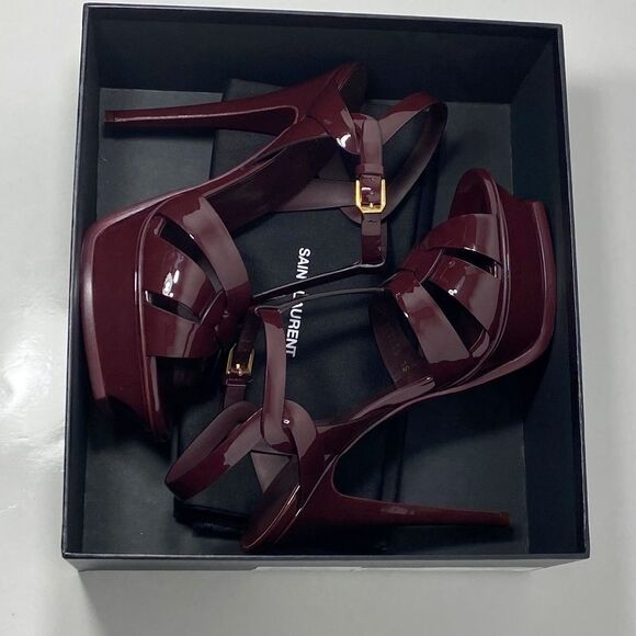 Saint Laurent Tribute 105mm Patent Leather Platform Sandals size 40.5 - Picture 9 of 12